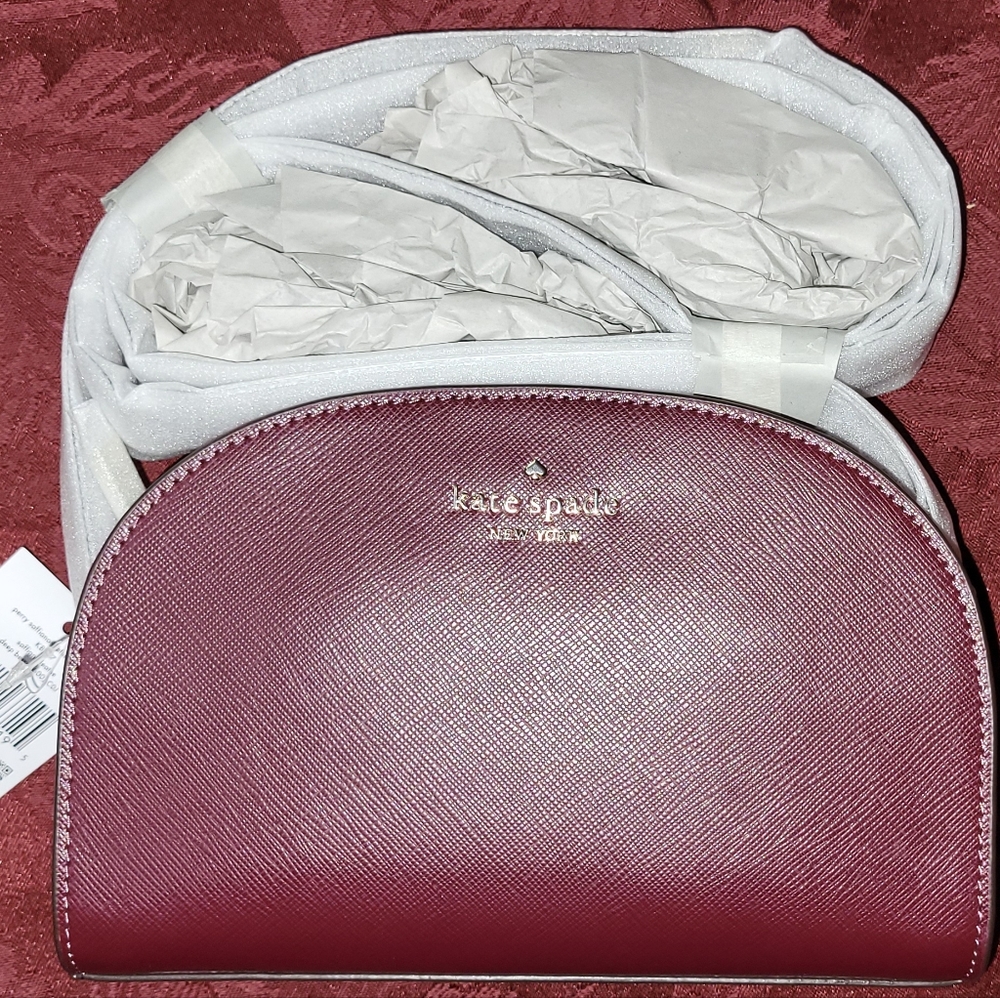 NWT Kate Spade Perry Saffrino  leather dome crossbody - deep berry